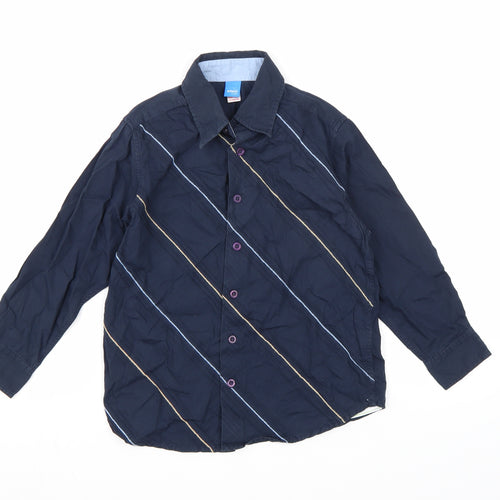 Adams Boys Blue Striped  Basic Button-Up Size 7 Years
