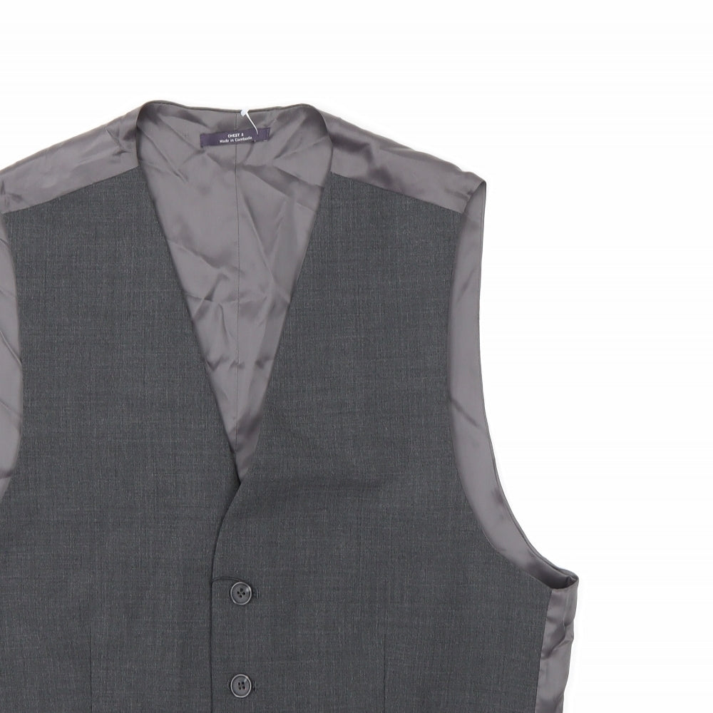 Marks and Spencer Mens Grey  Rayon Jacket Suit Waistcoat Size S