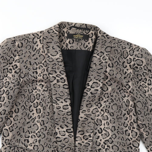 NEXT Womens Brown Animal Print  Jacket Blazer Size 12
