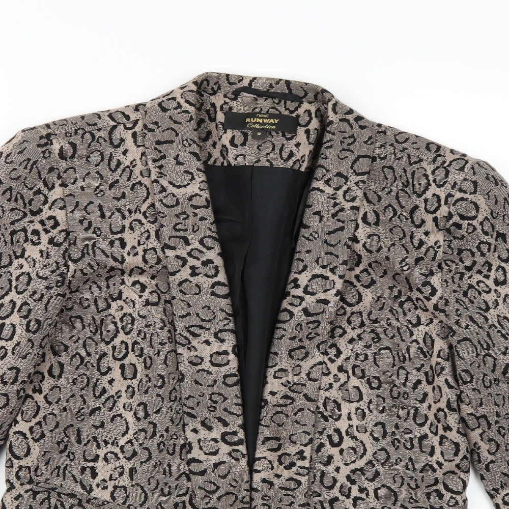 NEXT Womens Brown Animal Print  Jacket Blazer Size 12