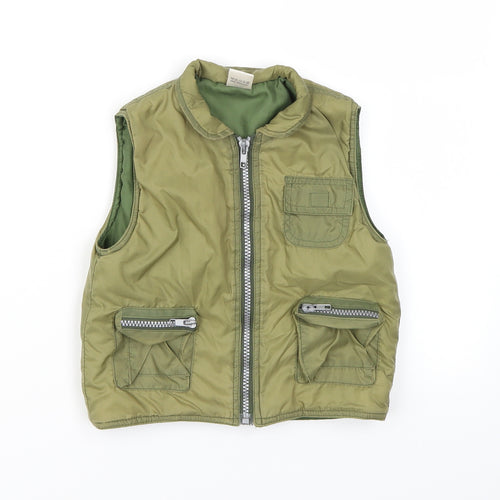 Preworn Boys Green  Ramie Gilet Jacket Size 18-24 Months