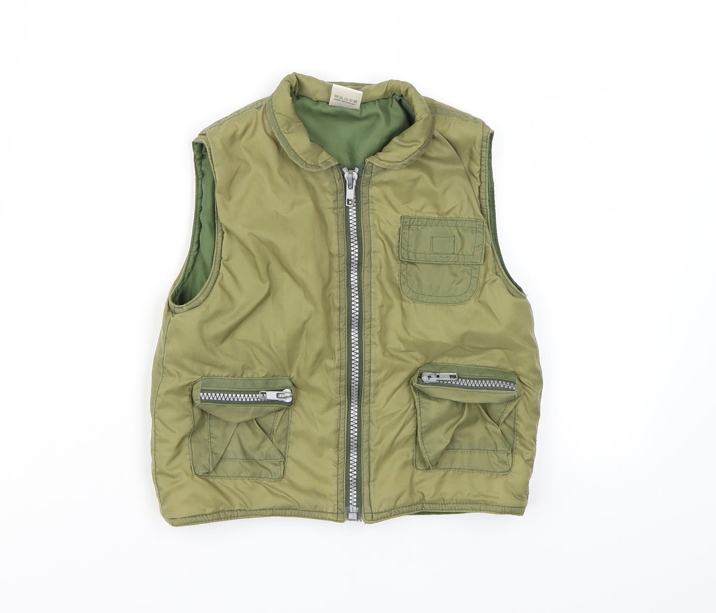 Preworn Boys Green  Ramie Gilet Jacket Size 18-24 Months