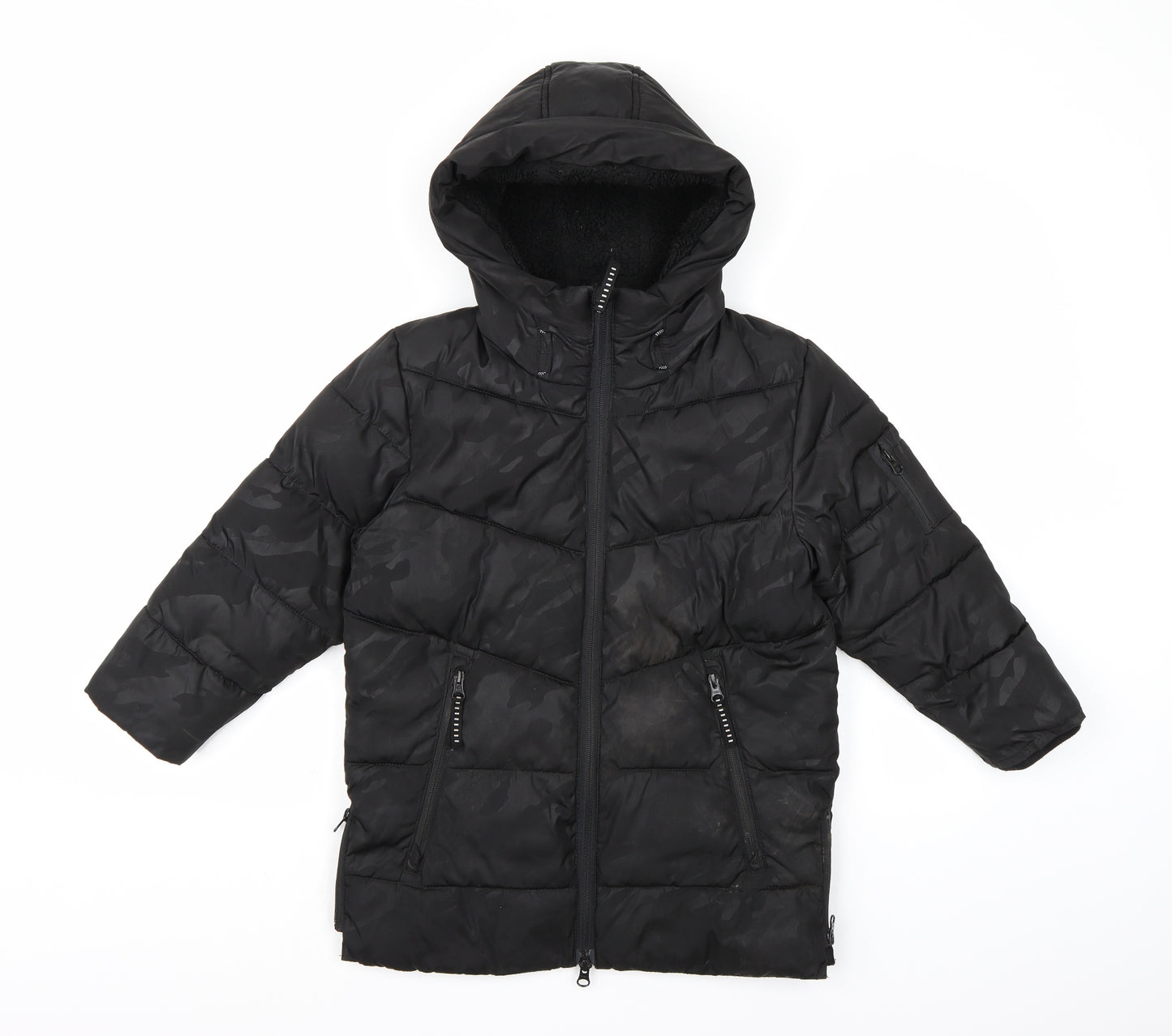 George Boys Black Camouflage  Basic Coat Coat Size 6-7 Years