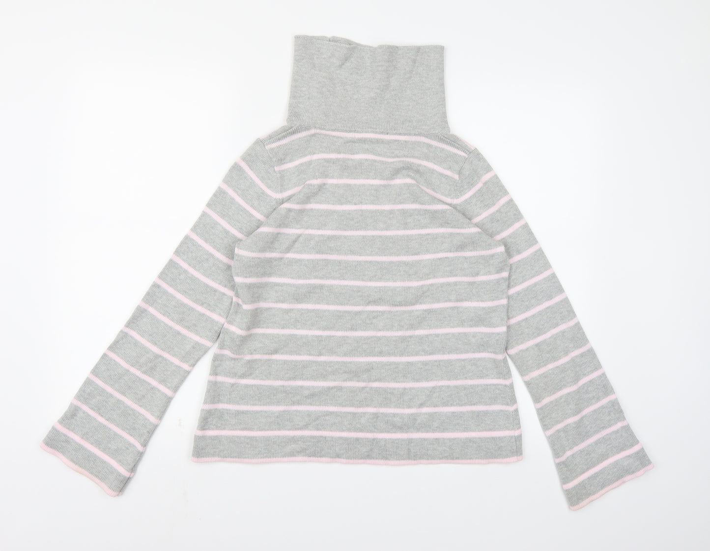 Marks and Spencer Womens Grey Striped Knit Pullover Jumper Size 14