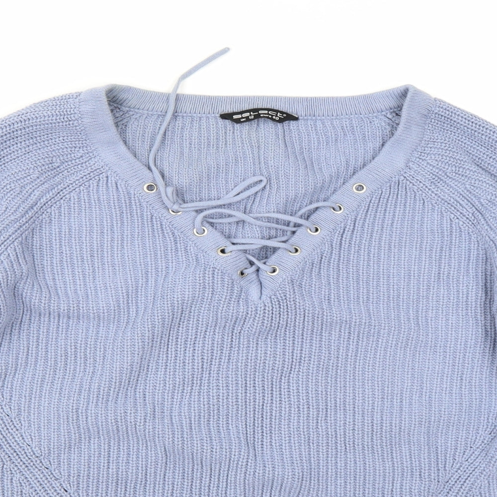 Select Womens Blue  Knit Pullover Jumper Size 12