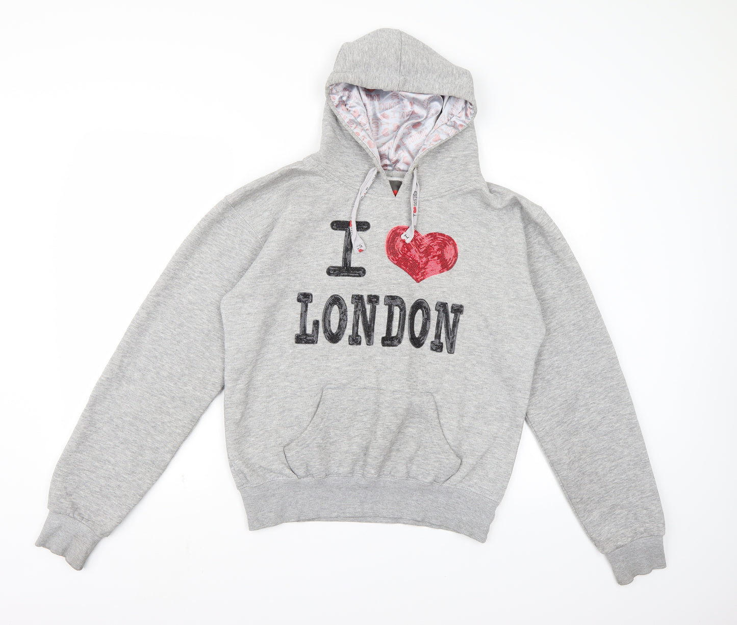 charmville Womens Grey  Jersey Pullover Hoodie Size XL  - I Love London
