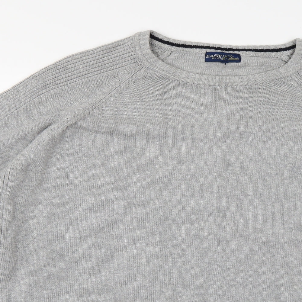 Easy Mens Grey  Knit Pullover Jumper Size 2XL