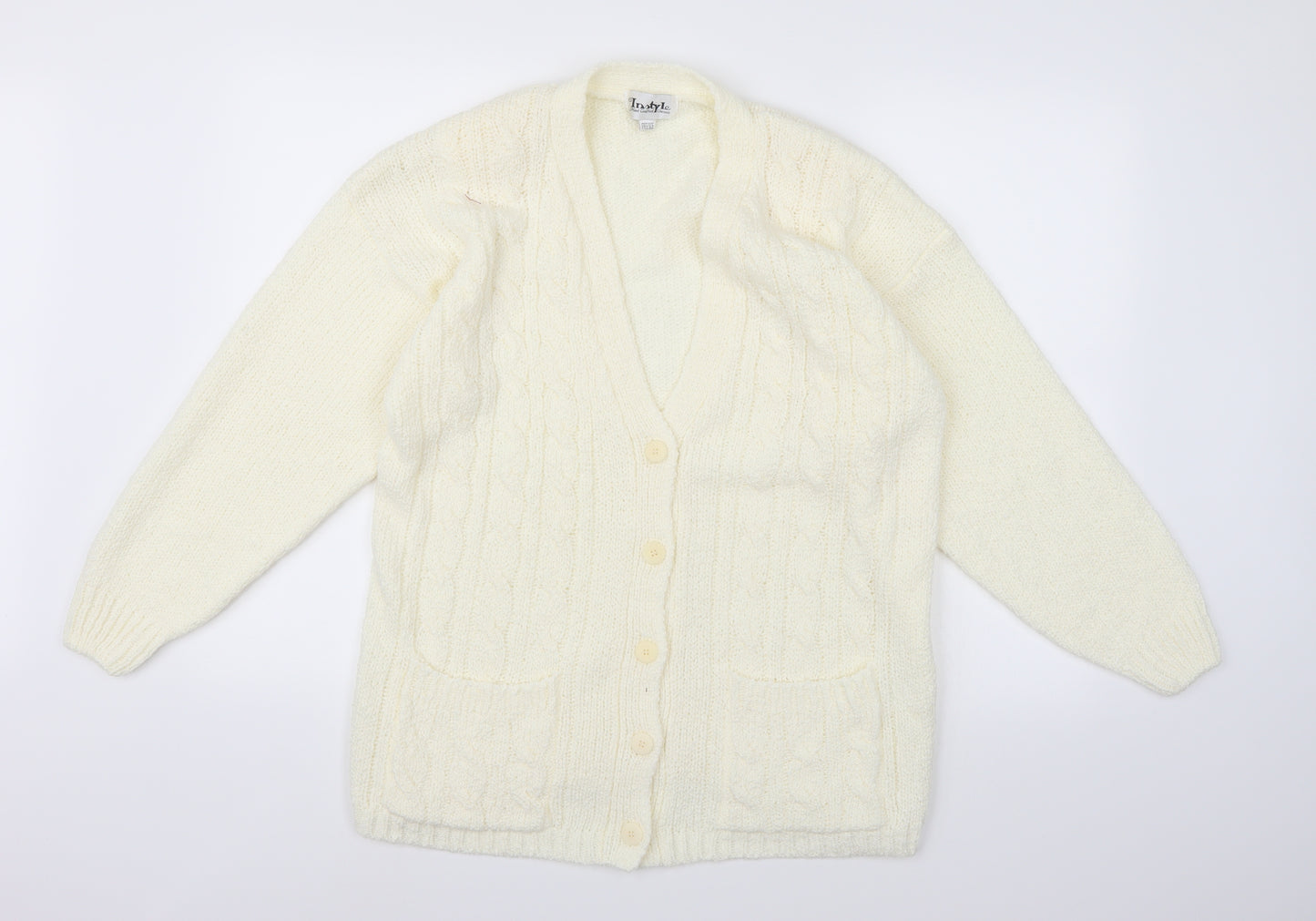 Instyle Womens White  Knit Cardigan Jumper One Size  - Cream Colour