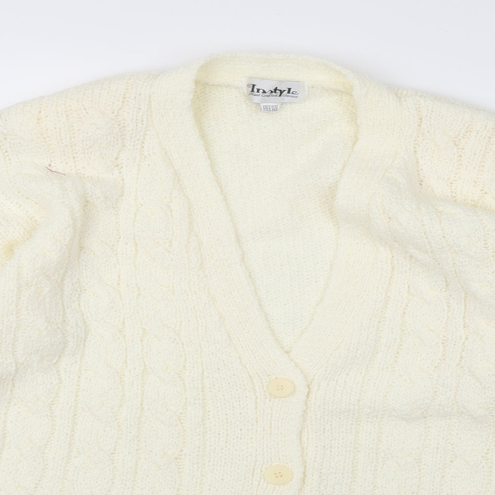 Instyle Womens White  Knit Cardigan Jumper One Size  - Cream Colour