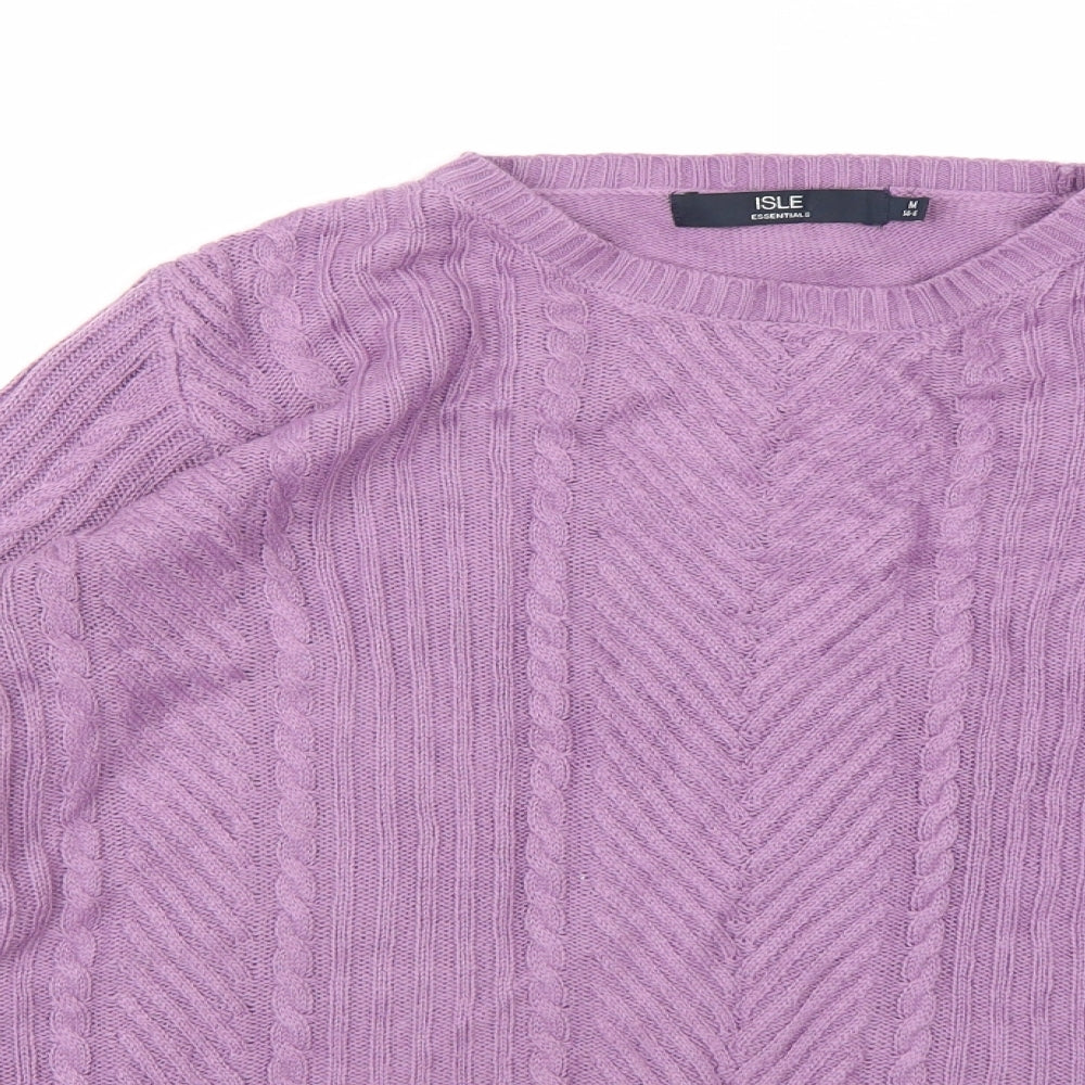Isle Essentials Womens Purple  Knit Pullover Jumper Size 14