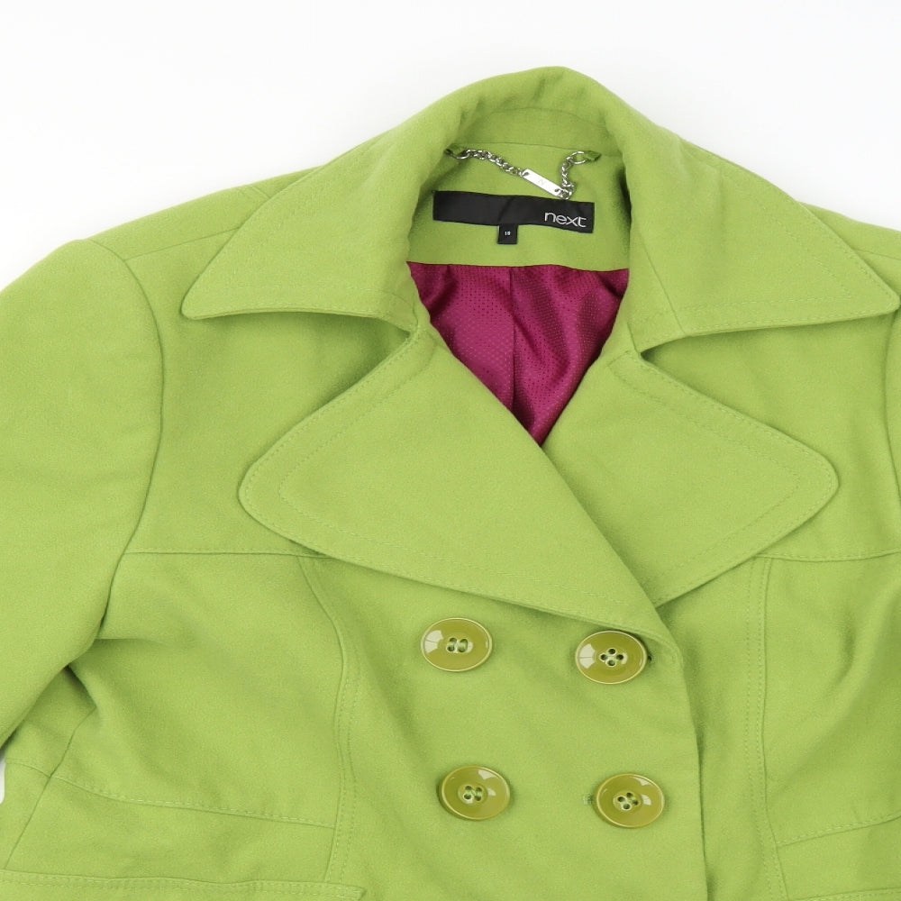 NEXT Womens Green  Fleece Pea Coat Coat Size 18
