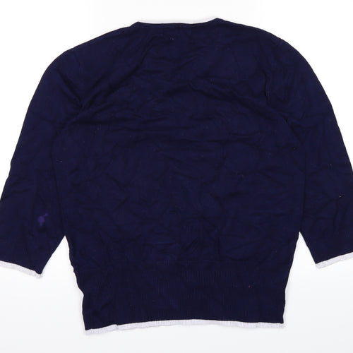 Mudflower Womens Blue Polka Dot  Pullover Jumper Size L