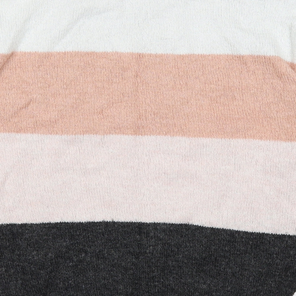 H&M Girls White Striped  Pullover Jumper Size 11-12 Years