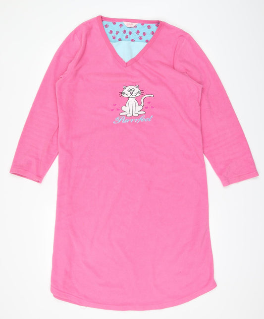 Front view of Secret women’s pink top one piece, size UK 12