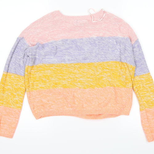 Primark Womens Pink Striped  Pullover Jumper Size 4