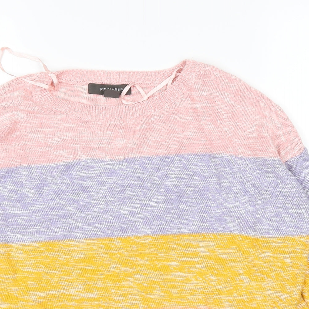 Primark Womens Pink Striped  Pullover Jumper Size 4