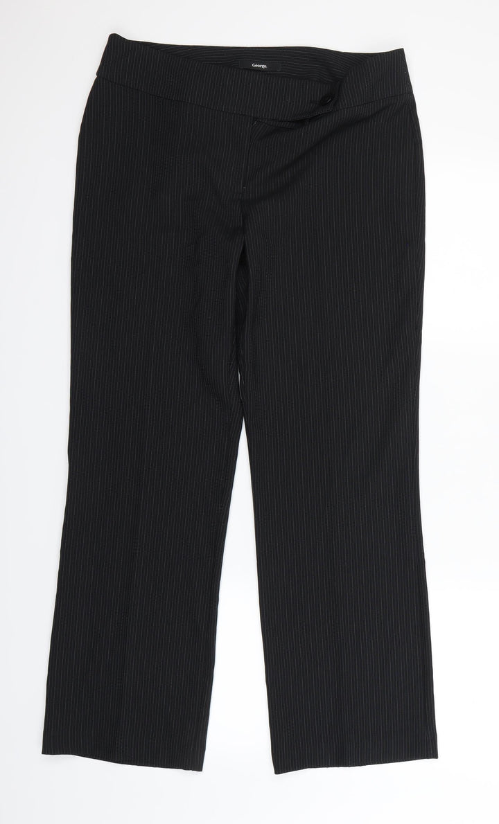 George Womens Black Striped Dress Pants Trousers Size 12 L31 in