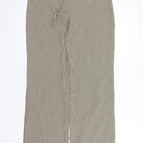 M&S  Womens Beige Striped  Dress Pants Trousers Size 8 L28 in