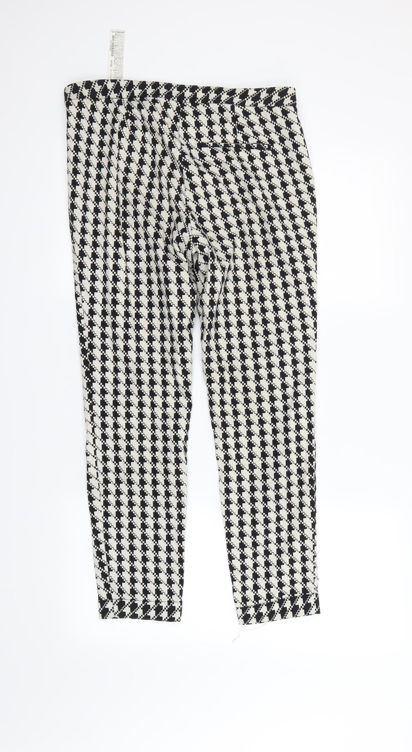 Zara  Womens Black Geometric  Dress Pants Trousers Size M L28 in
