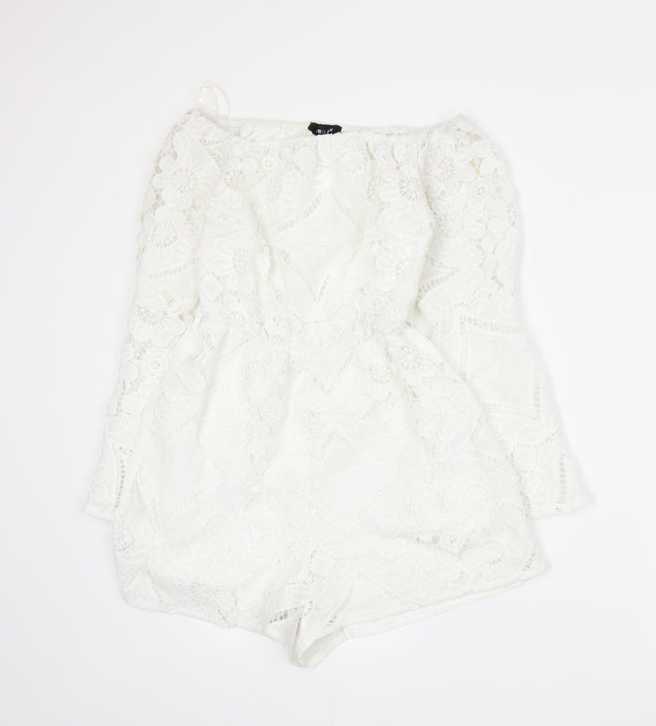 Parisian Womens White   Romper One-Piece Size 8