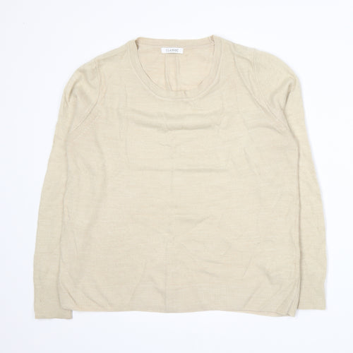 Marks and Spencer Womens Beige  Knit Pullover Jumper Size 14