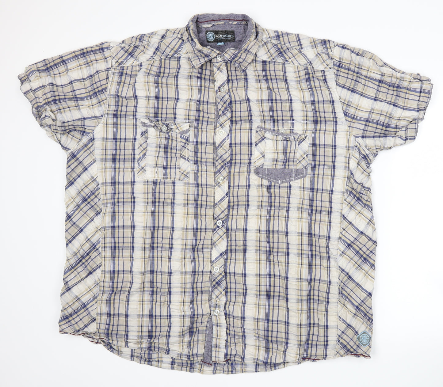 KAM Mens Blue Plaid   Button-Up Size 4XL