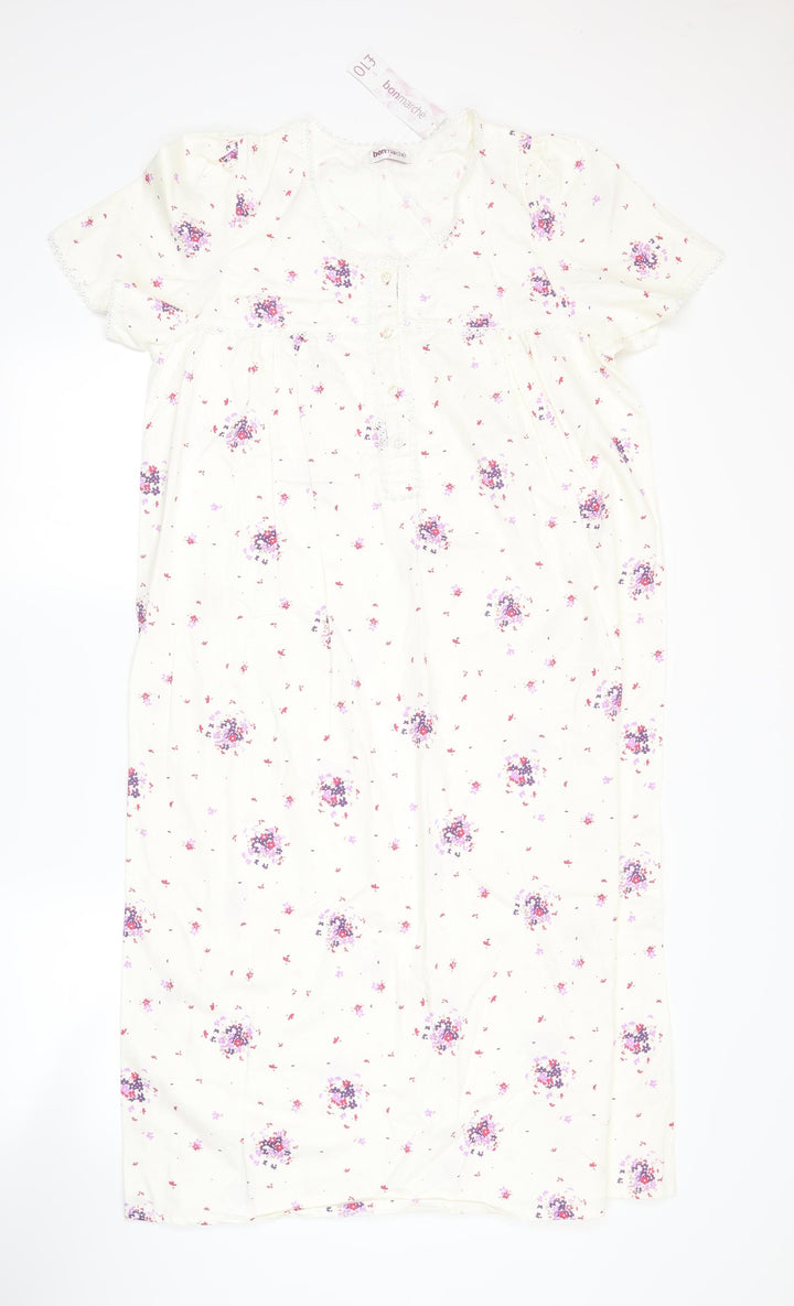 Bonmarché Womens White Floral A-Line Size S