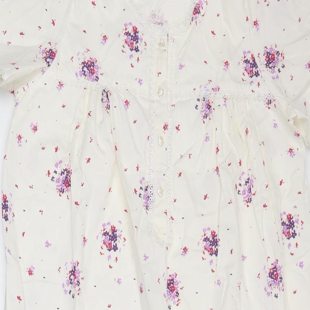 Bonmarché Womens White Floral  A-Line  Size S