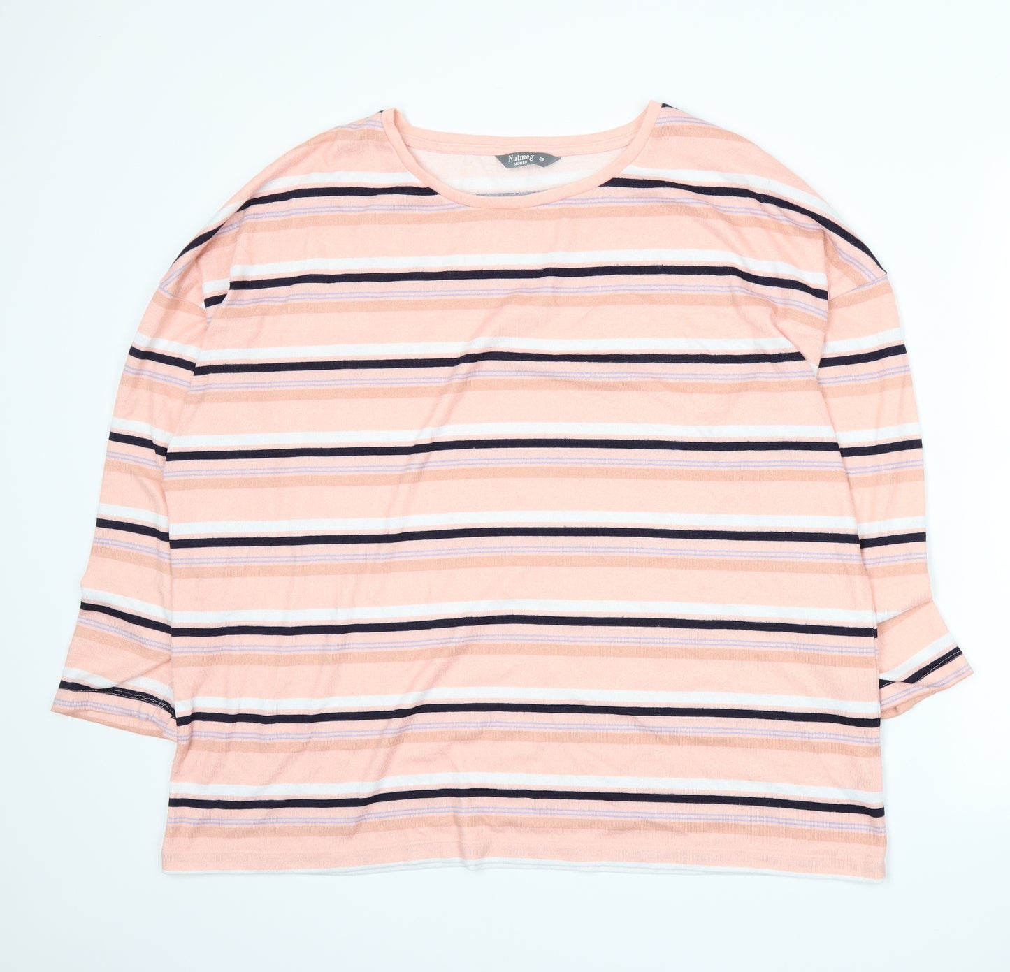 Nutmeg Womens Pink Striped Knit Pullover Jumper Size 22