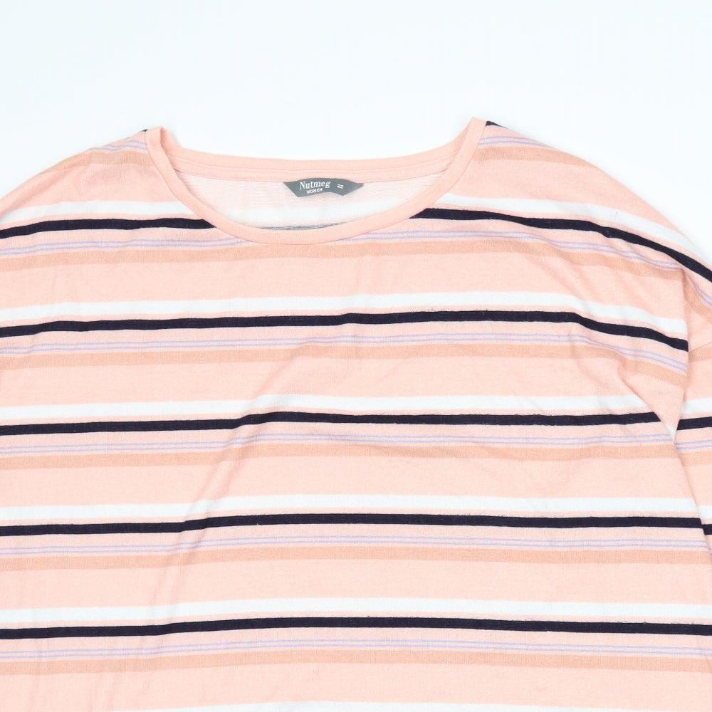 Nutmeg Womens Pink Striped Knit Pullover Jumper Size 22