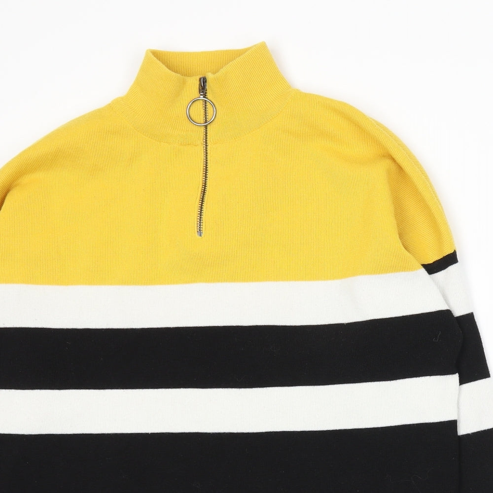 New Look Womens Yellow Striped Knit Pullover Jumper Size S