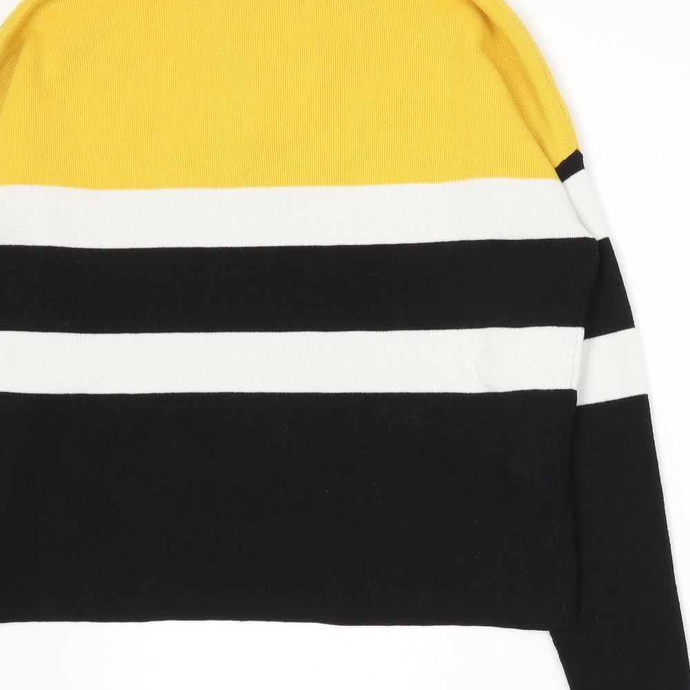 New Look Womens Yellow Striped Knit Pullover Jumper Size S