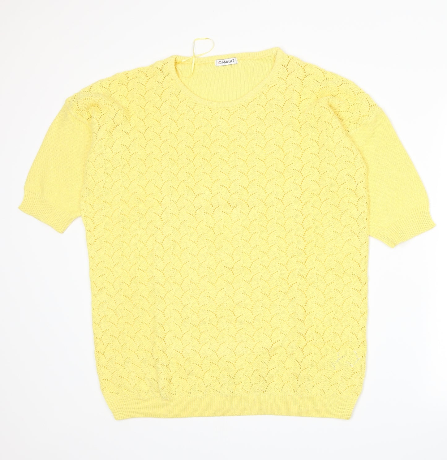 Damart Womens Yellow  Knit Pullover Jumper Size 16