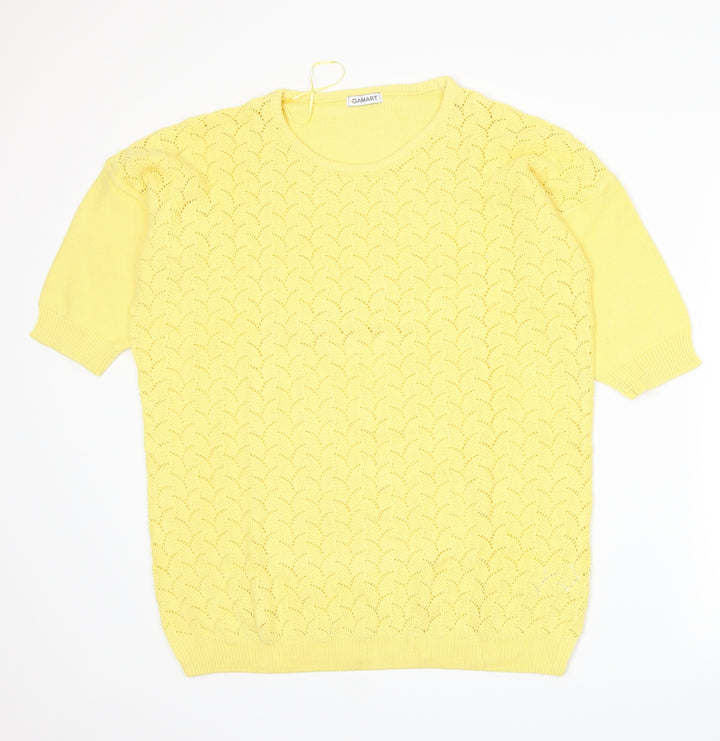 Damart Womens Yellow  Knit Pullover Jumper Size 16