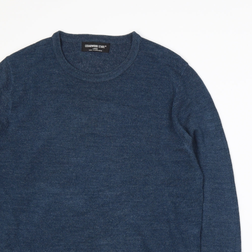 Cedar Wood State Mens Blue  Knit Pullover Jumper Size L