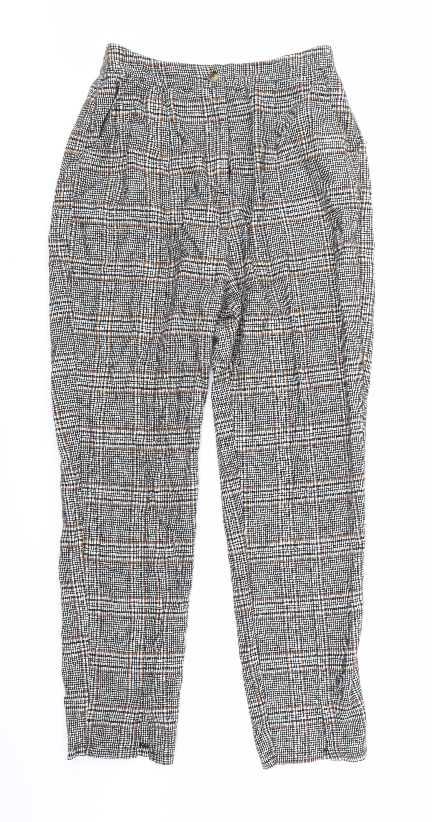 Missguided Womens Grey Check  Trousers  Size 10 L25 in