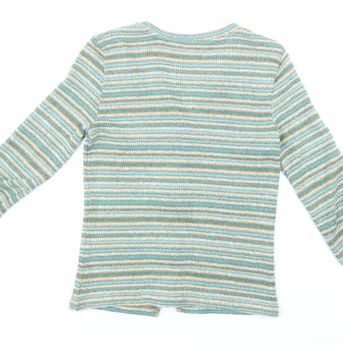 Per Una Womens Green Striped Knit Cardigan Jumper Size S