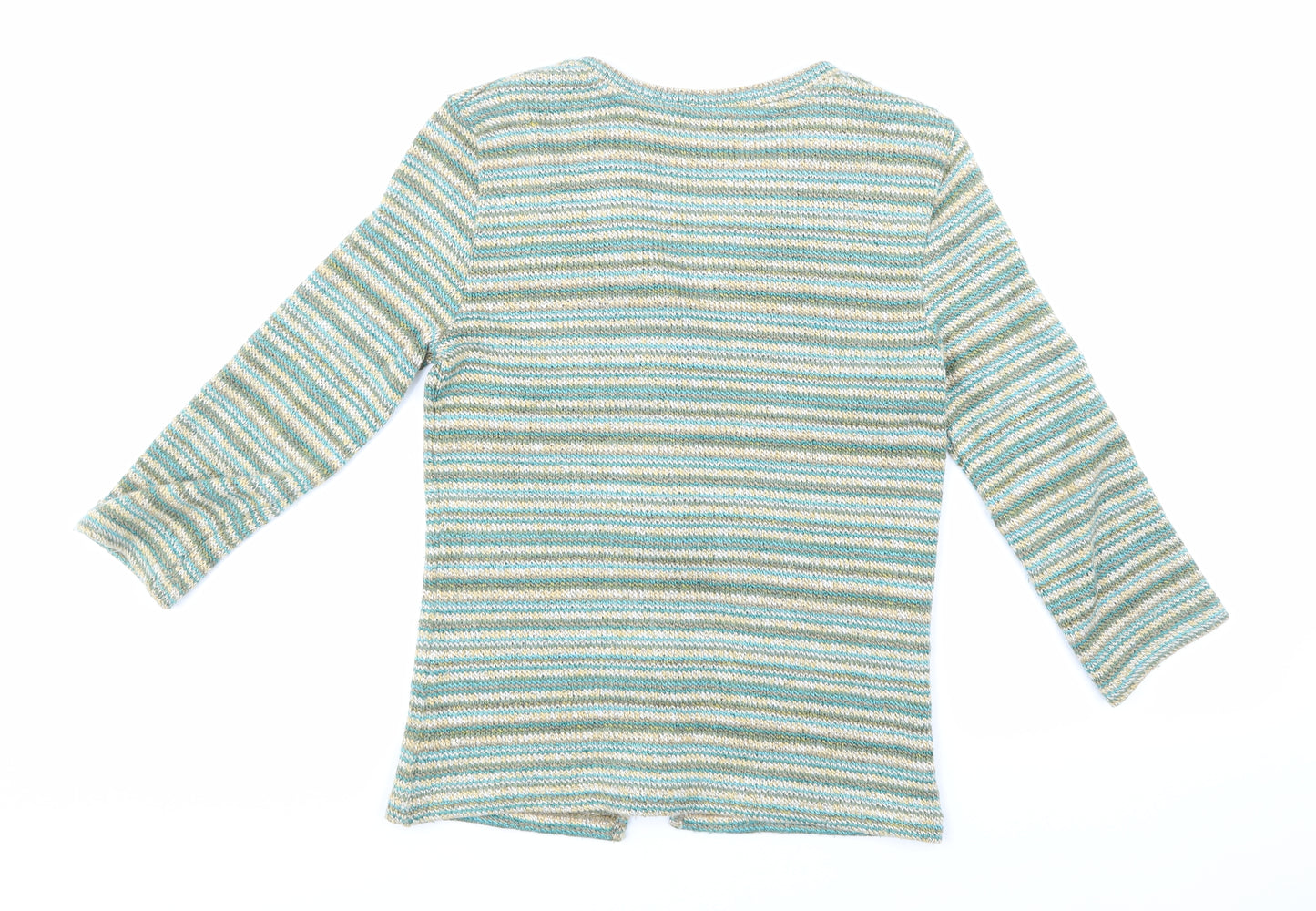 Per Una Womens Green Striped Knit Cardigan Jumper Size S