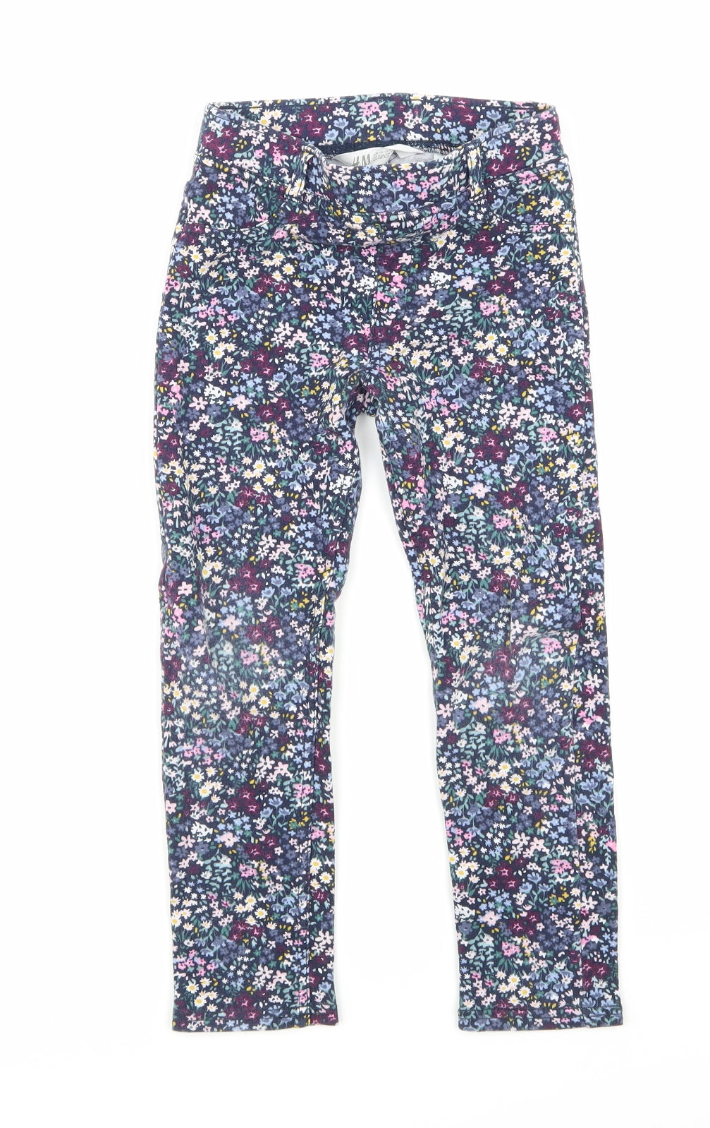 H&M Girls Blue Floral  Jegging Trousers Size 6 Years