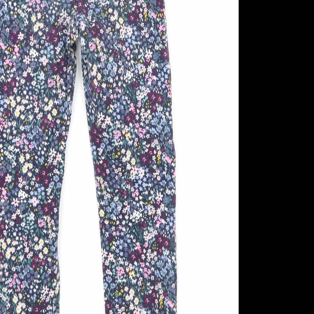 H&M Girls Blue Floral  Jegging Trousers Size 6 Years
