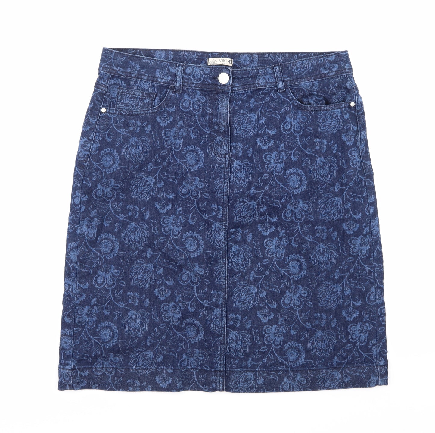 M&Co Womens Blue  Denim A-Line Skirt Size 14
