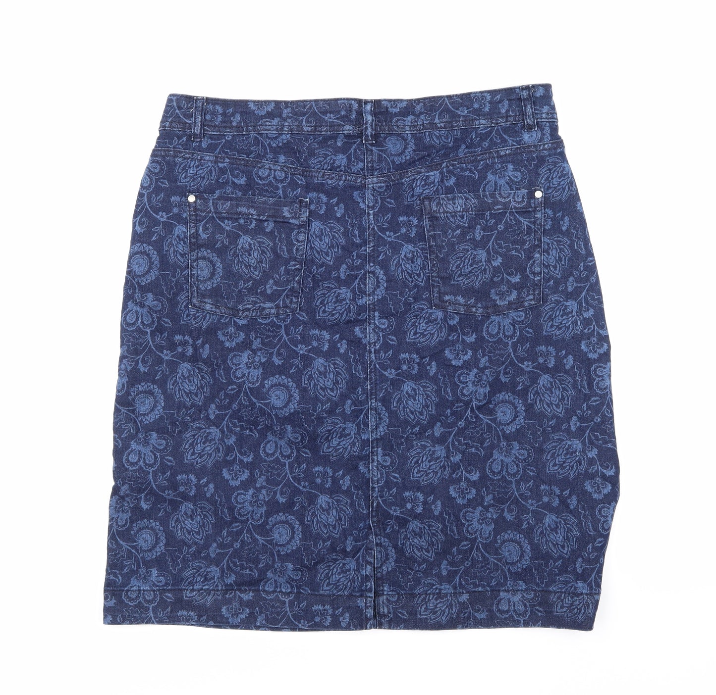 M&Co Womens Blue  Denim A-Line Skirt Size 14