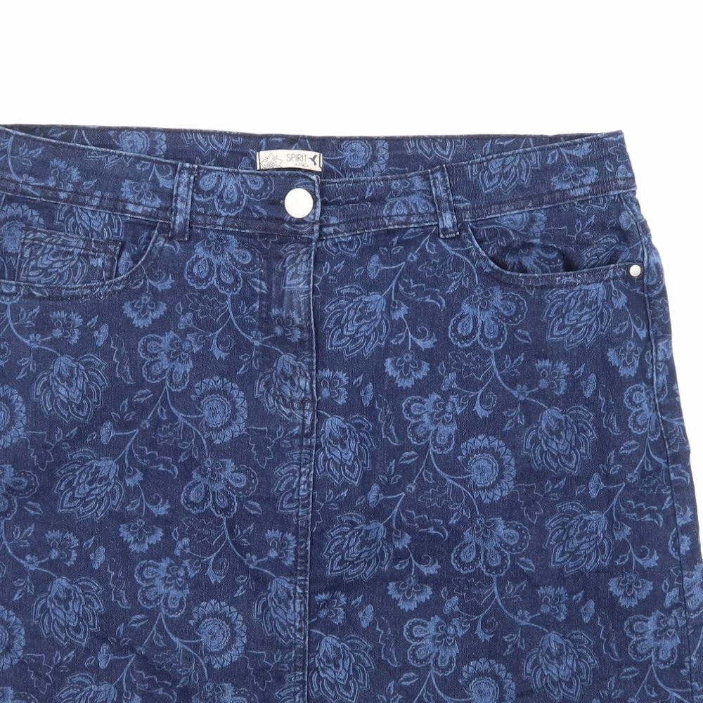 M&Co Womens Blue  Denim A-Line Skirt Size 14