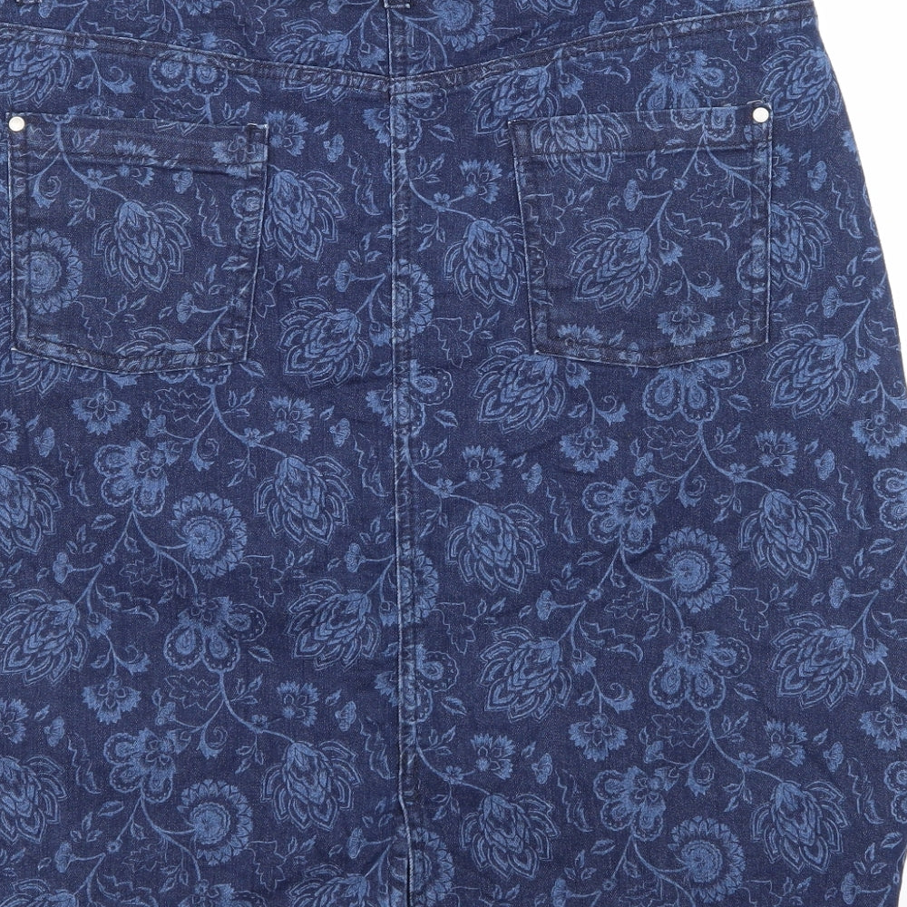 M&Co Womens Blue  Denim A-Line Skirt Size 14