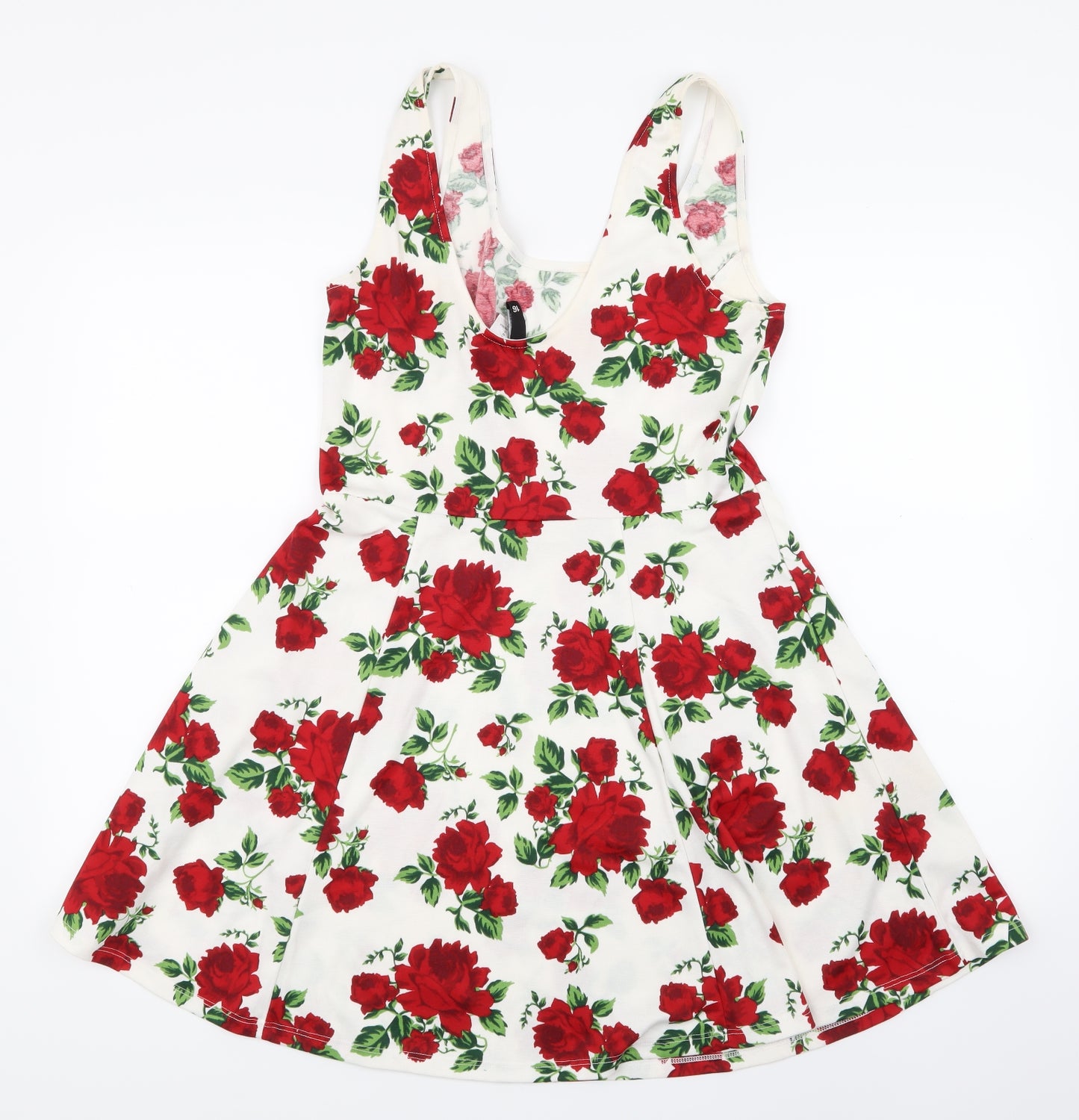 H&M Womens White Floral  Skater Dress  Size 16