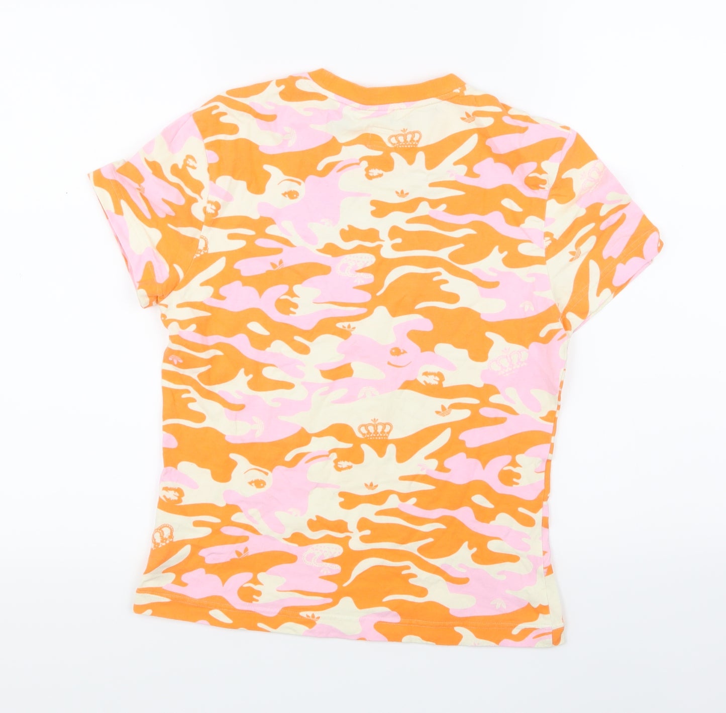 adidas Womens Orange Camouflage  Basic T-Shirt Size 8