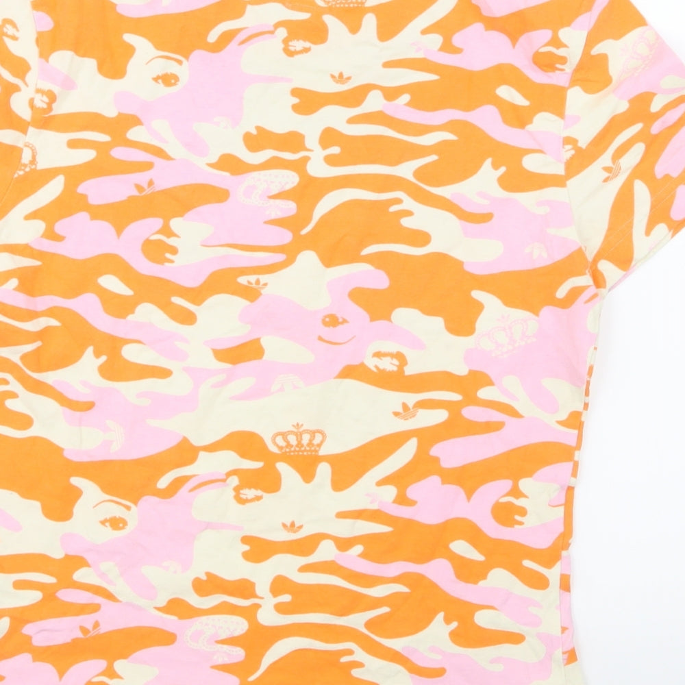 adidas Womens Orange Camouflage  Basic T-Shirt Size 8