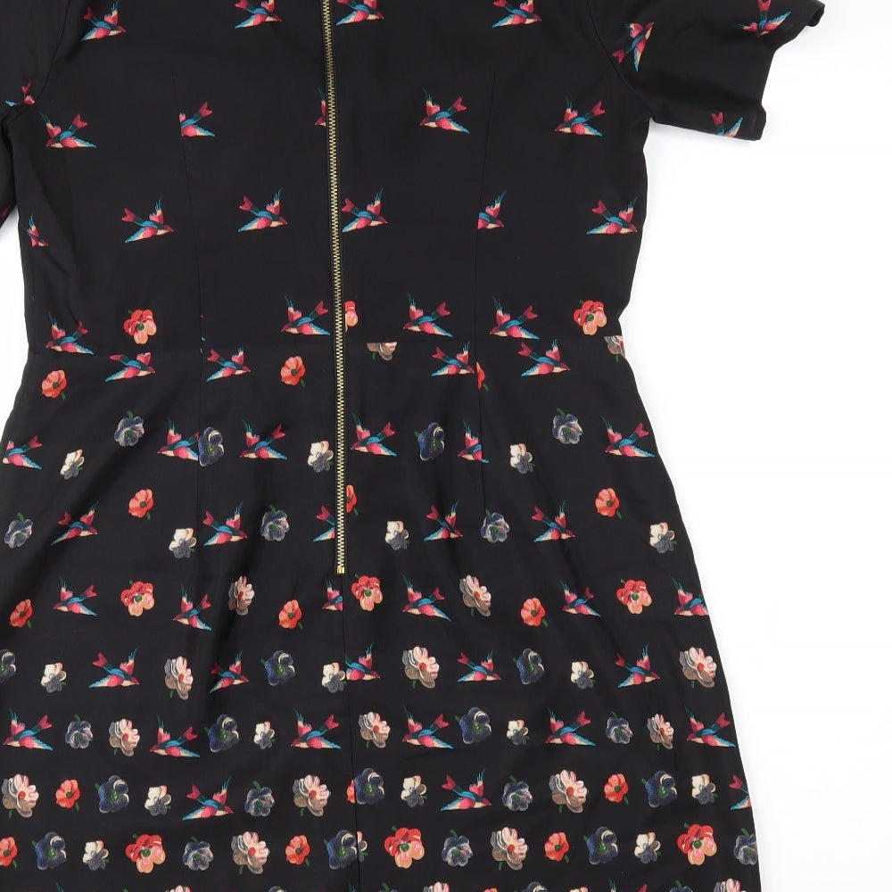 Oasis Womens Black Floral  Shift  Size 14