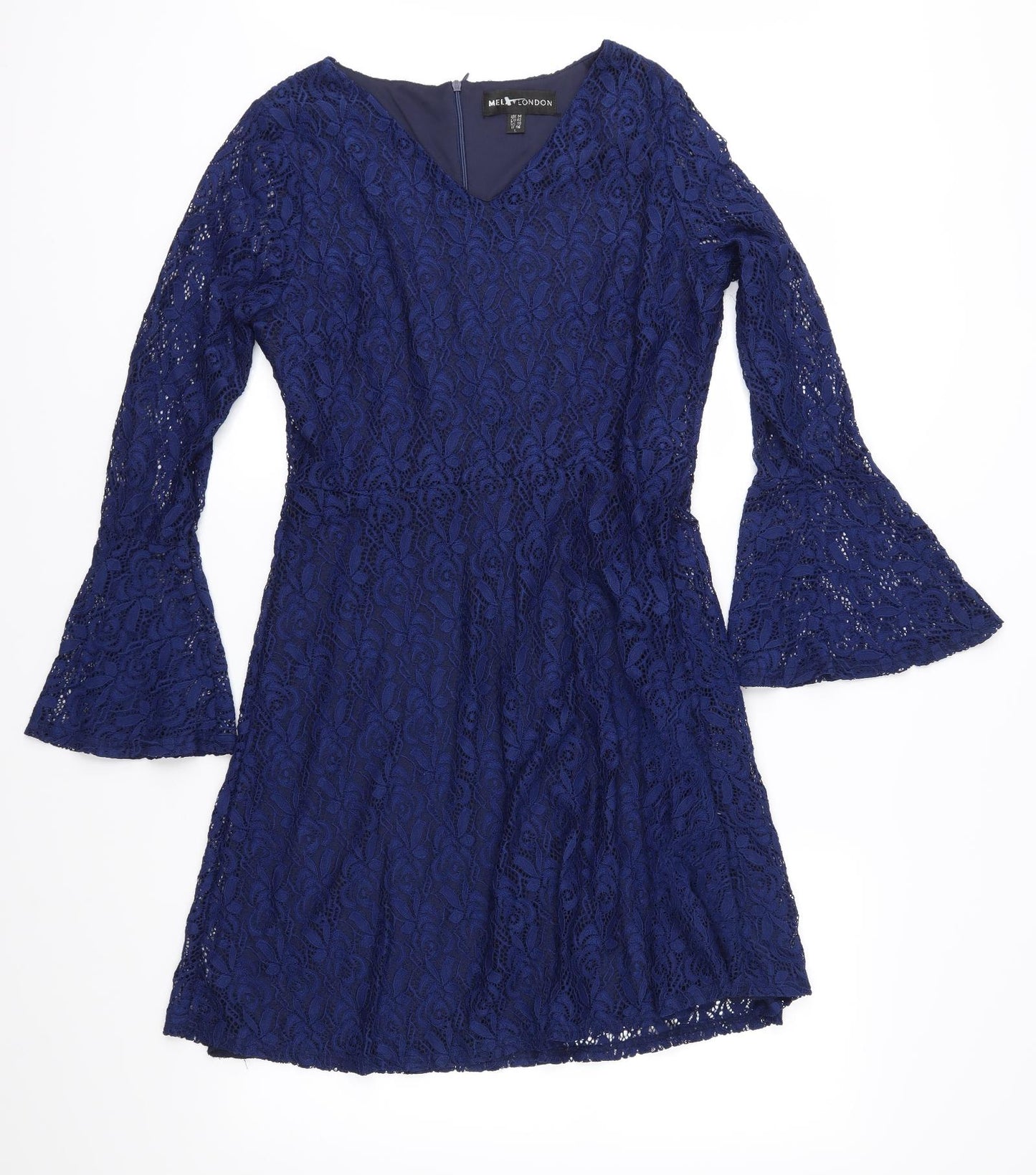 Mela London Womens Blue  Lace Fit & Flare  Size 14