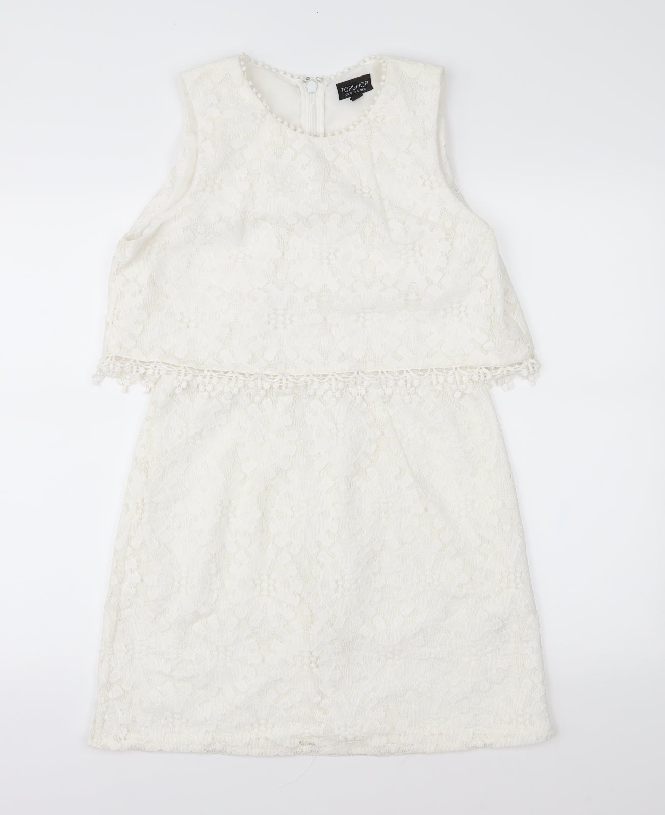 Topshop Womens White  Lace Shift  Size 12